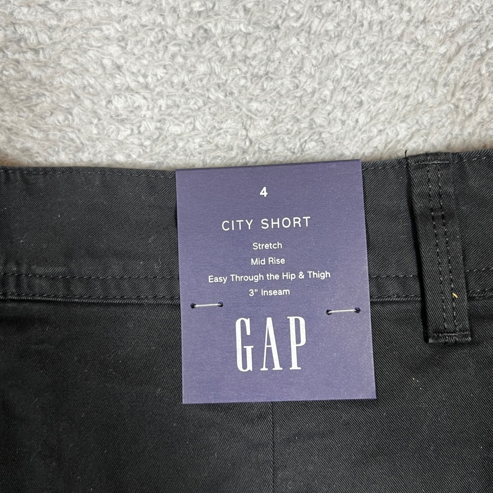 Gap City Short Womens 4 Black New Mid Rise Stretch 3" Inseam Chino Shorts - Picture 8 of 10